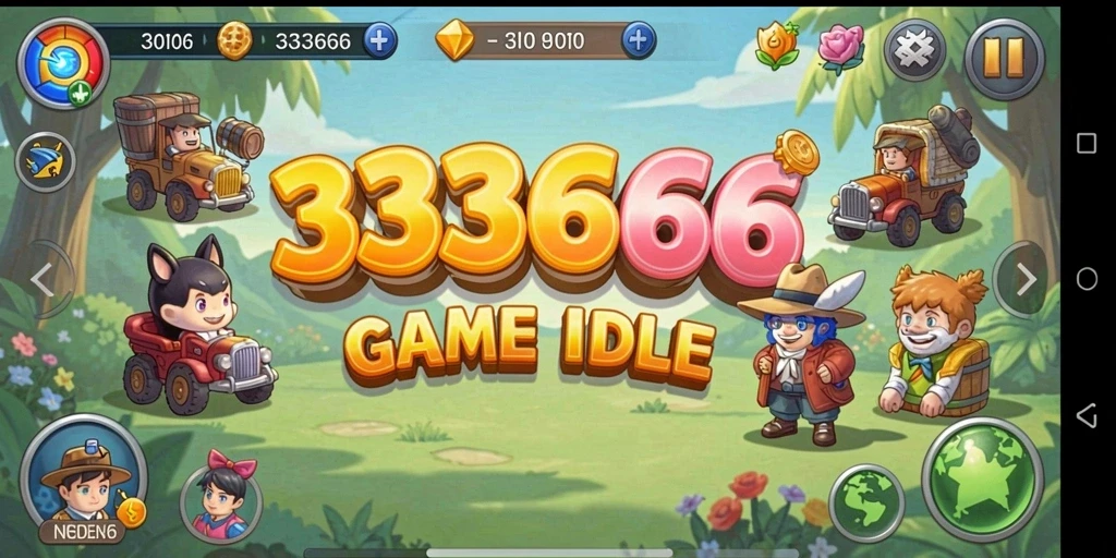 Screenshot gameplay <strong>333666</strong> menunjukkan karakter-karakter menawan dalam aksi Idle.
