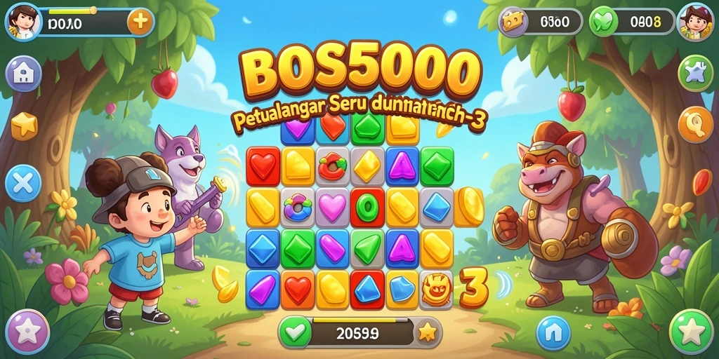 Tampilan gameplay seru dan penuh warna dalam BOS5000.