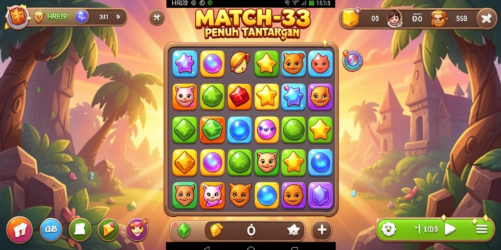 Tangkapan layar HR89 menampilkan gameplay seru dengan berbagai objek warna-warni.