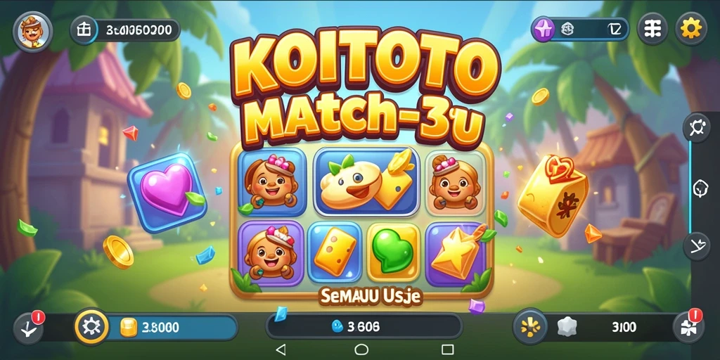 Screenshot gameplay KOITOTO menampilkan kombinasi manik-manik yang seru.