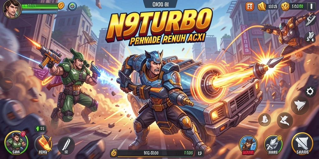 Tampilan gameplay N9TURBO yang penuh aksi dan tantangan.