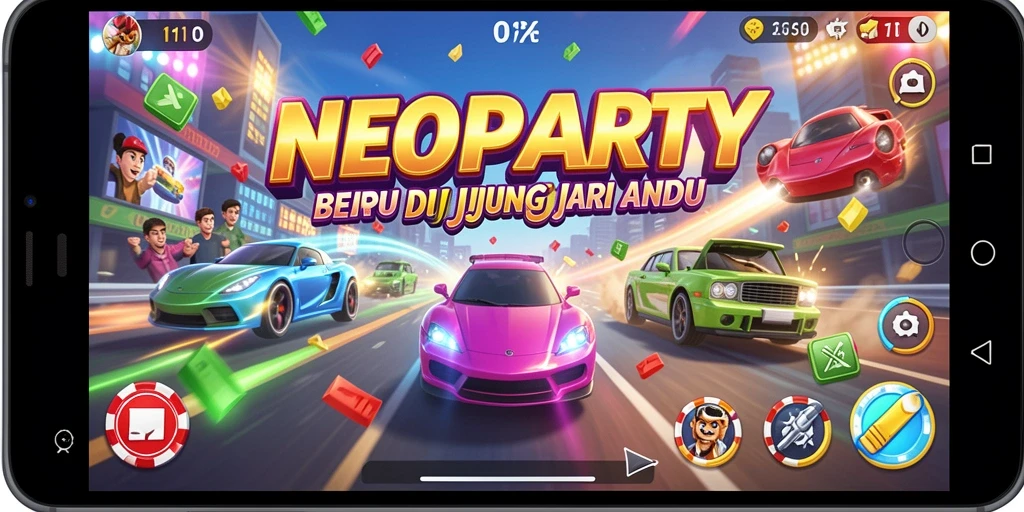 Screenshot seru gameplay balapan dalam NEOPARTY.