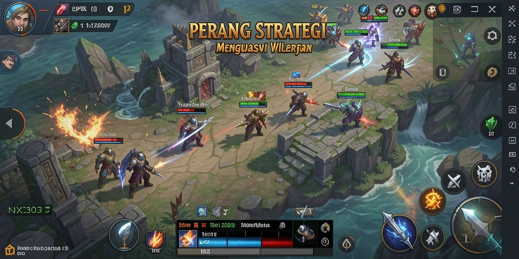 Screenshot gameplay NX303 menampilkan pertempuran strategi yang mendebarkan.