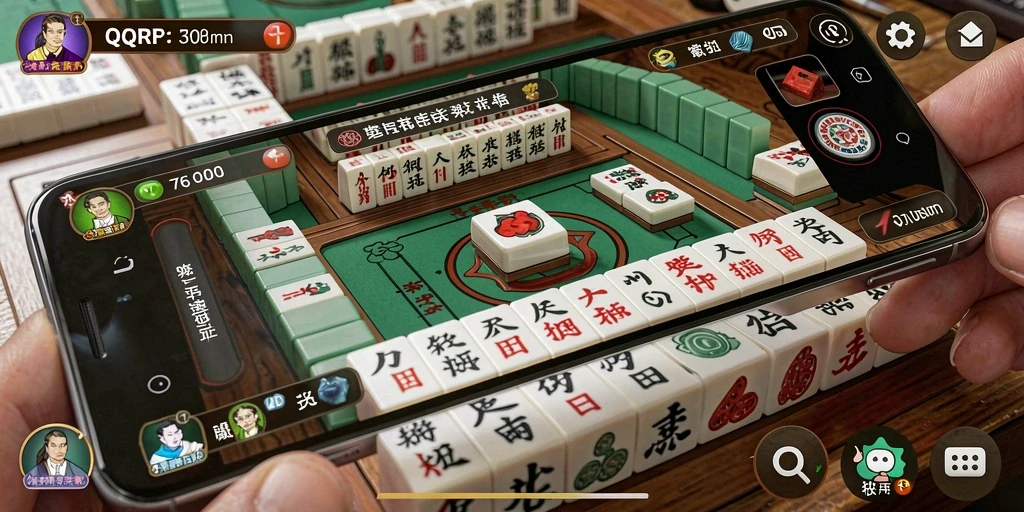 Screenshot gameplay QQRP menampilkan serunya bermain Mahjong.