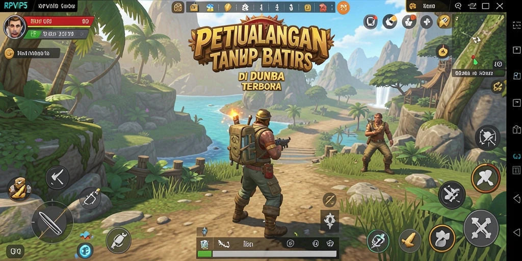 Screenshot gameplay RPVIP5 yang menunjukkan eksplorasi dunia terbuka.