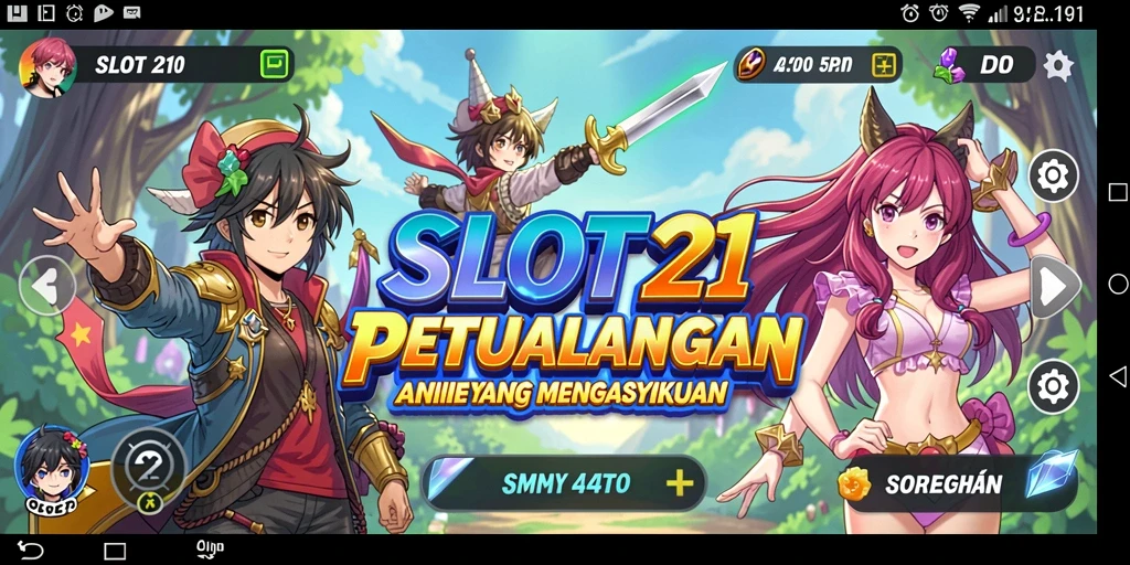 Gameplay SLOT21 yang penuh warna dan karakter anime ikonik.