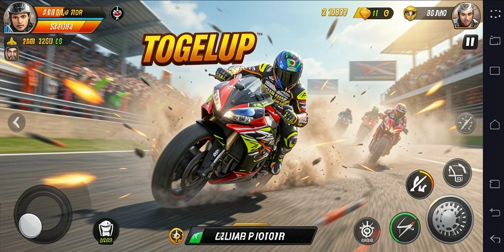 Gameplay mendebarkan dalam balapan motor ekstrim.