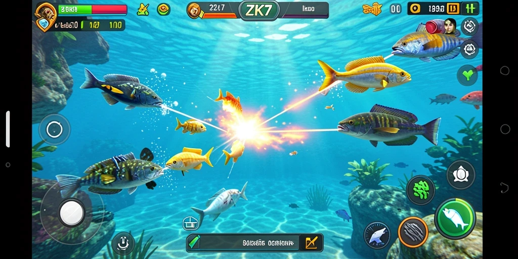 Tampilan gameplay ZK7 yang menarik dan penuh aksi Tembak Ikan.