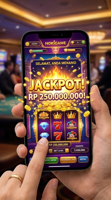 Momen pengguna mengunduh aplikasi di hokigame.